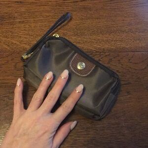 Longchamp 3 pouch Brown Wristlet Coin Purse